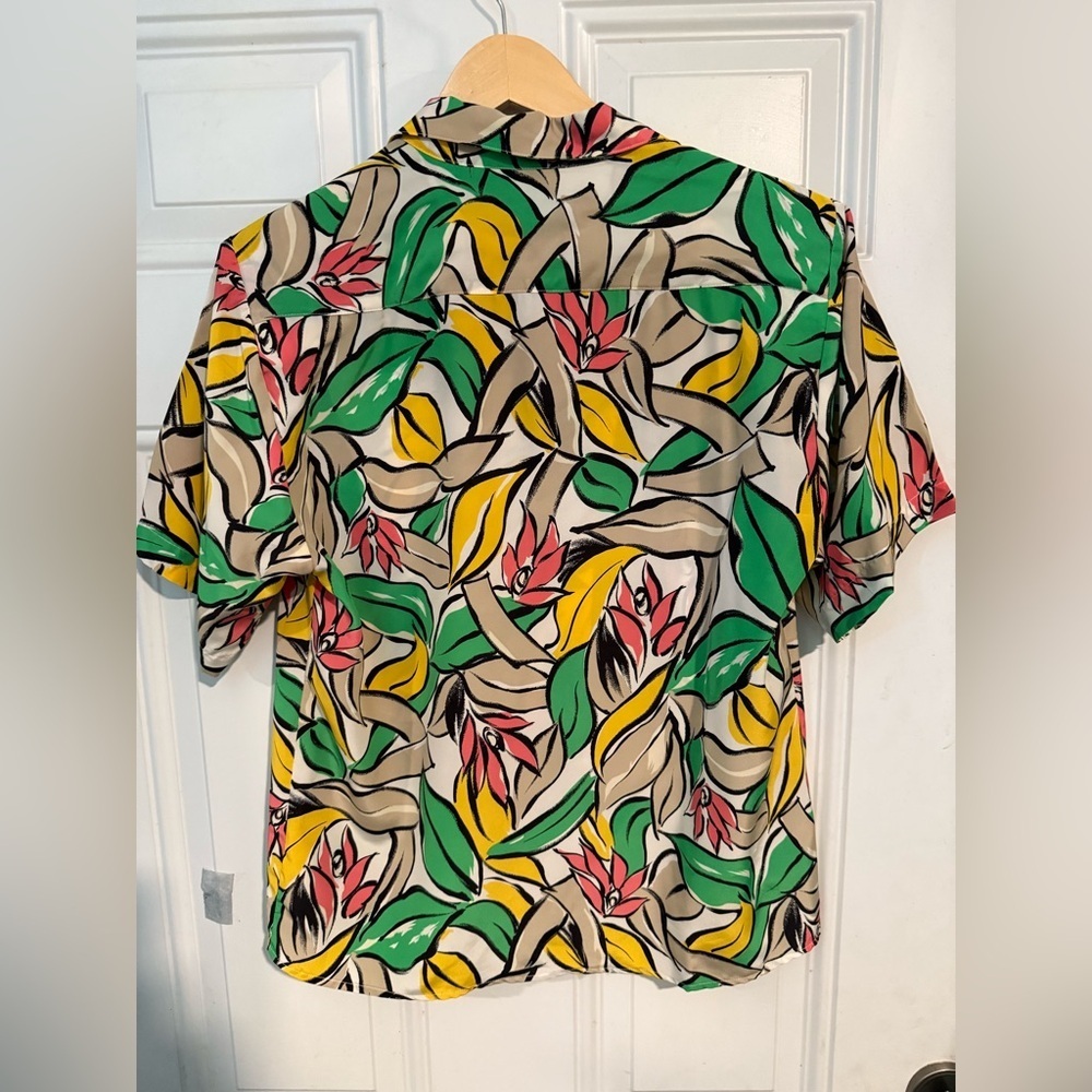 Balenciaga Women's Green and Yellow Floral Button Down Shirt - Picture 2 of 2